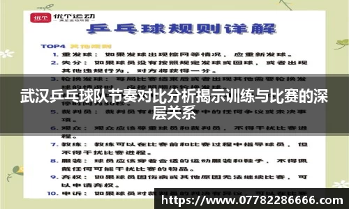 武汉乒乓球队节奏对比分析揭示训练与比赛的深层关系